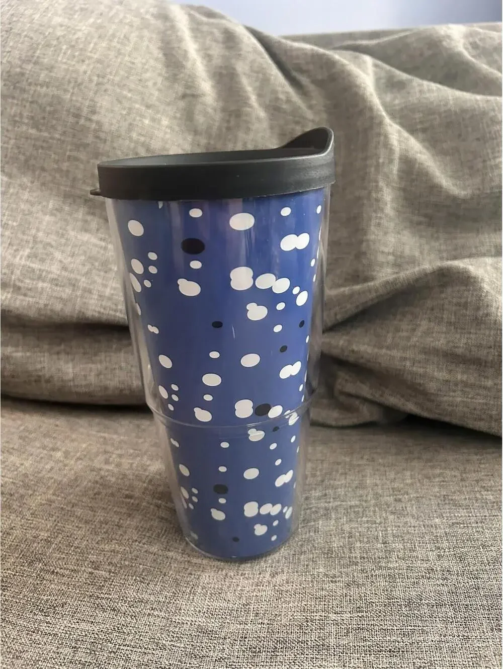 Tervis Tumbler Blue Black & White Polka Dots 24 Oz Cup Black Lid